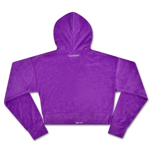 Neon Purple Terry Cropped Zip-Up Shirt