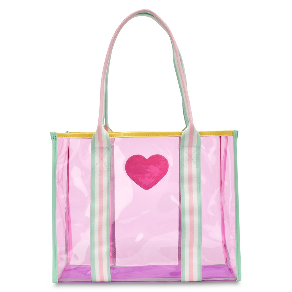 Color Block Clear Tote Bag