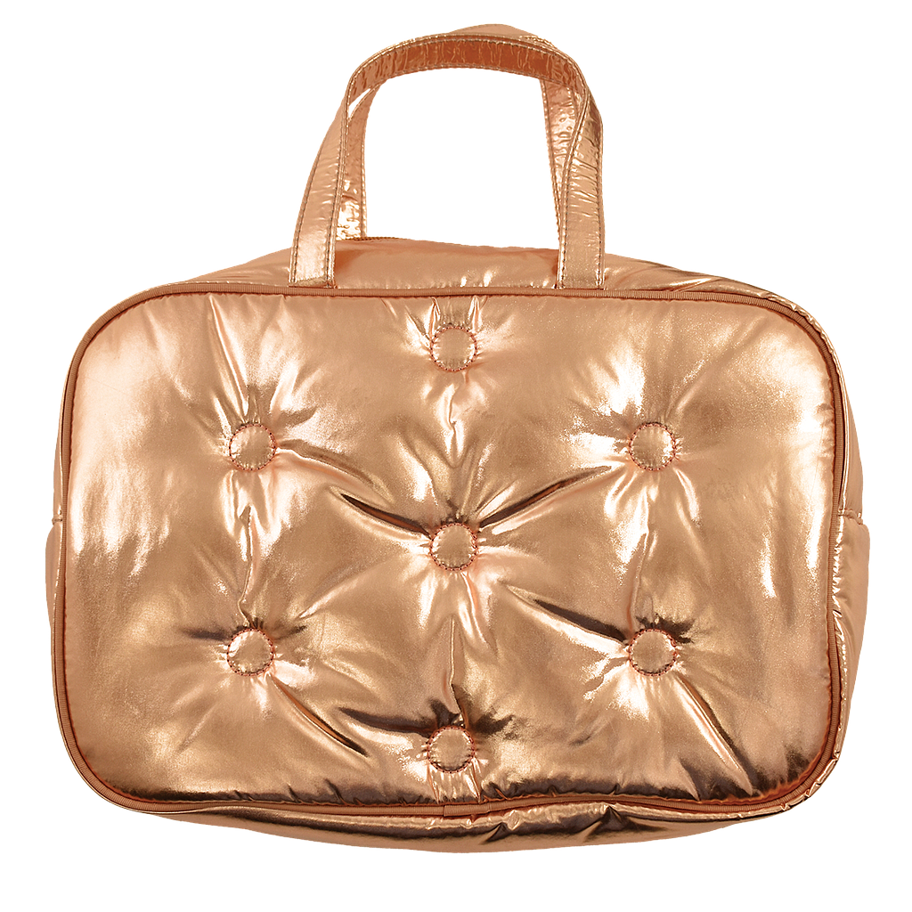 Copper Tufted Metallic Large Cosmetic Bag Iscream