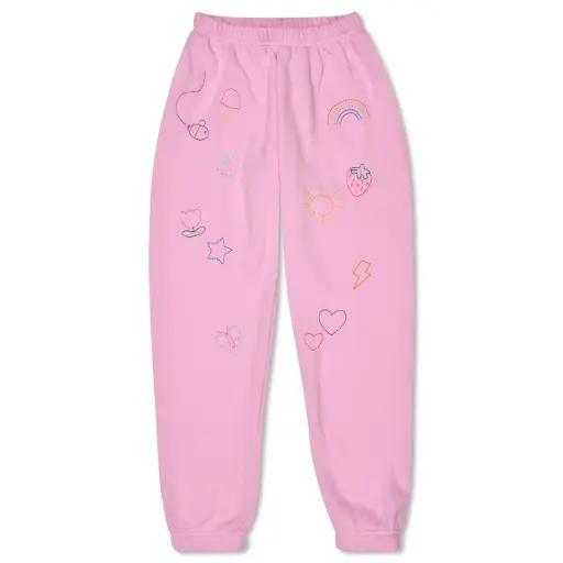 Doodle Check Rose Sweatpants