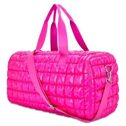 Hot Pink Shiny Puffer Duffel Bag