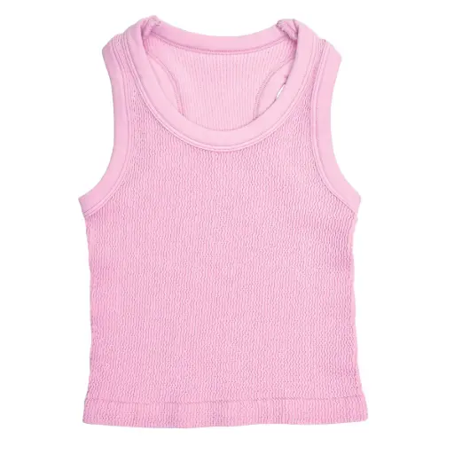 Rose Cropped Smocked Racerback Tank Top