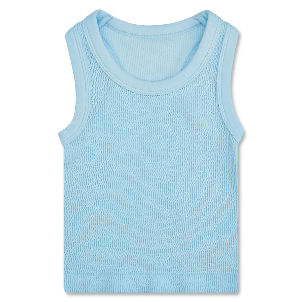 Ice Blue Cropped Smocked Racerback Tank Top | Iscream