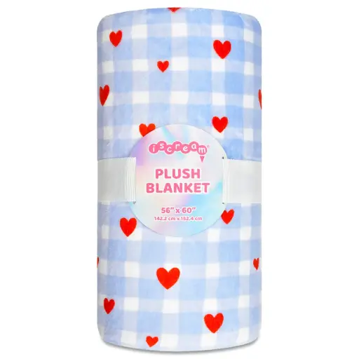 Gingham Hearts Plush Blanket
