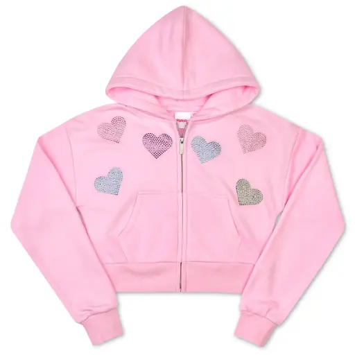 Sparkling Hearts Cropped Zip-up Sweatshirt