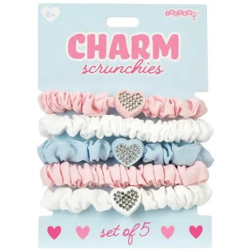 Heart Charm Scrunchie Set