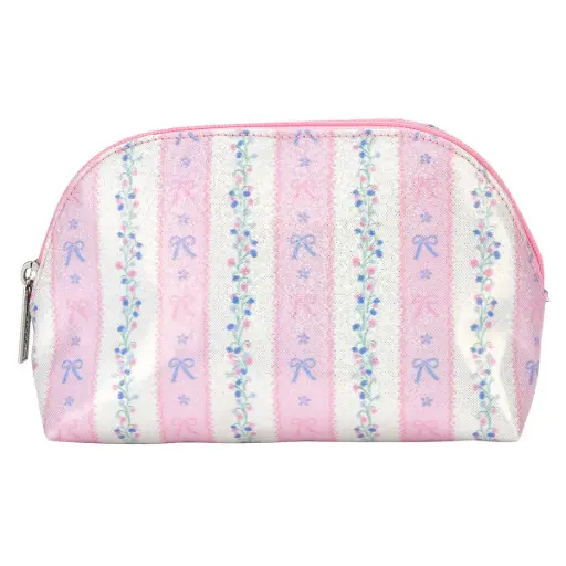 Floral Stripes Oval Cosmetic Bag