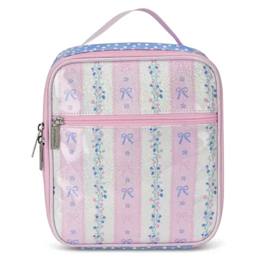Pink Floral Stripe Lunch Tote