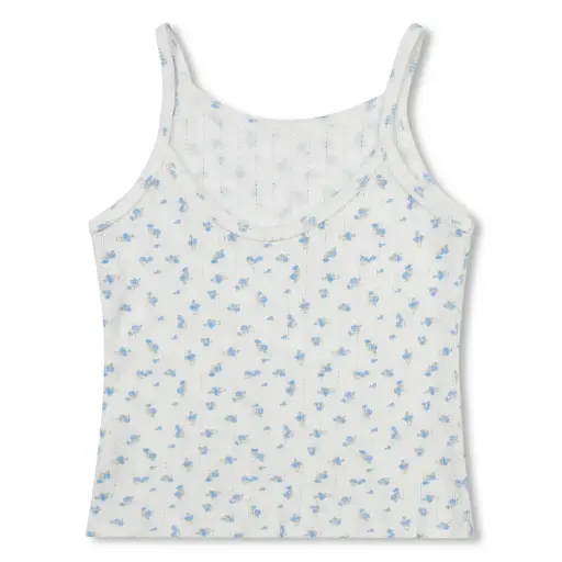 Blue Floral Pointelle Tank Top and Short Set