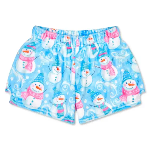 Swirly Snowman Plush Shorts