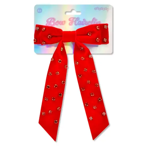 Red Rhinestone Bow Hair Clip