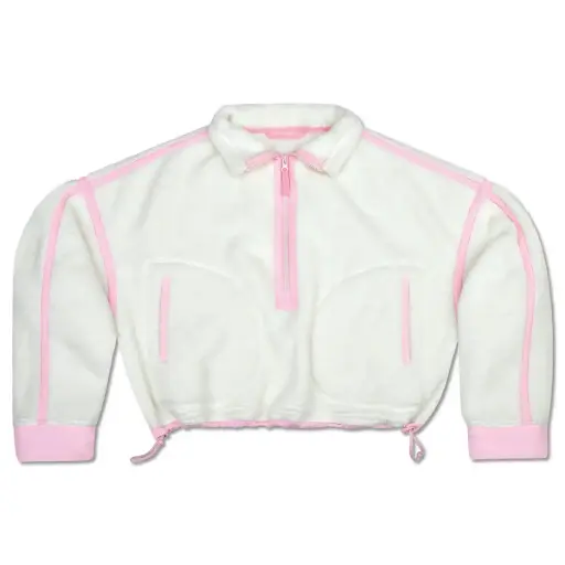 1/2 Zip Cream & Pink Sherpa Pullover