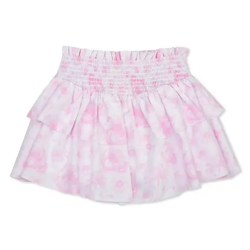 Pink Toile Shirred Tiered Skort