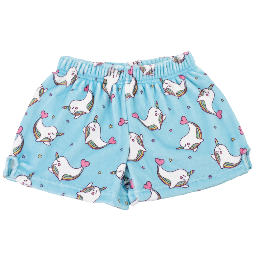Rainbow Narwhal Plush Shorts