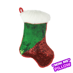 [780-1145] Mini Red and Green Stocking Reversible Sequin Pillow