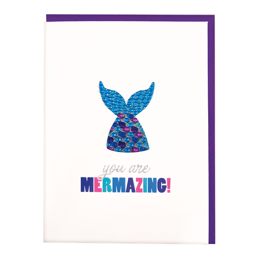 Mermaid Removable Rhinestone Decal Greeting Card