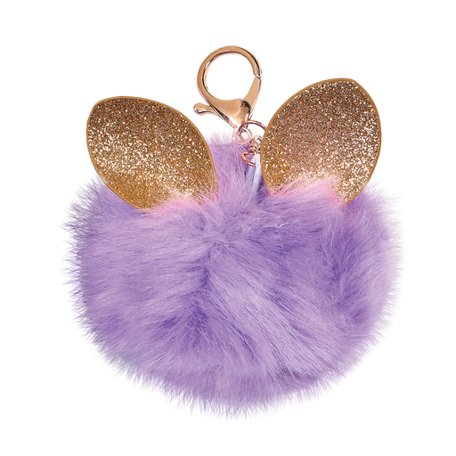 [860-467] Glitter Ears Furry Pom-Pom Clip Purple