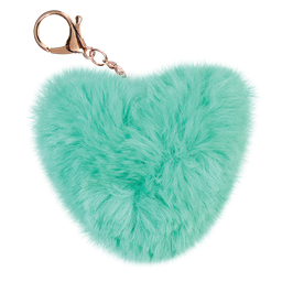 [860-466] Heart Furry Pom-Pom Clip Turquoise