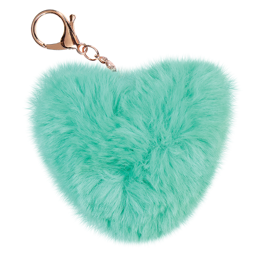 [860-466] Heart Furry Pom-Pom Clip Turquoise