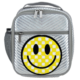 [810-966] Checkered Smiley Face Chevron Lunch Tote