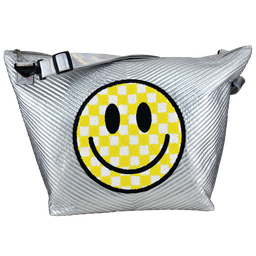 [810-962] Checkered Smiley Face Chevron Weekender Bag