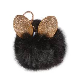 [860-469] Glitter Ears Furry Pom-Pom Clip Black