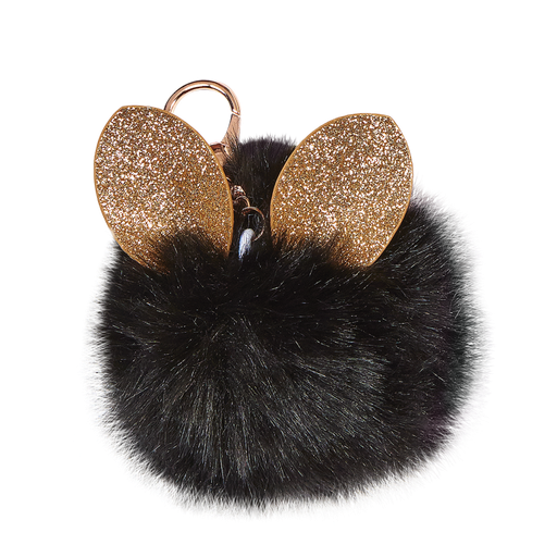 Glitter Ears Furry Pom-Pom Clip Black